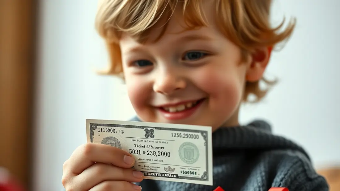 Enfant et cadeau avec argent.