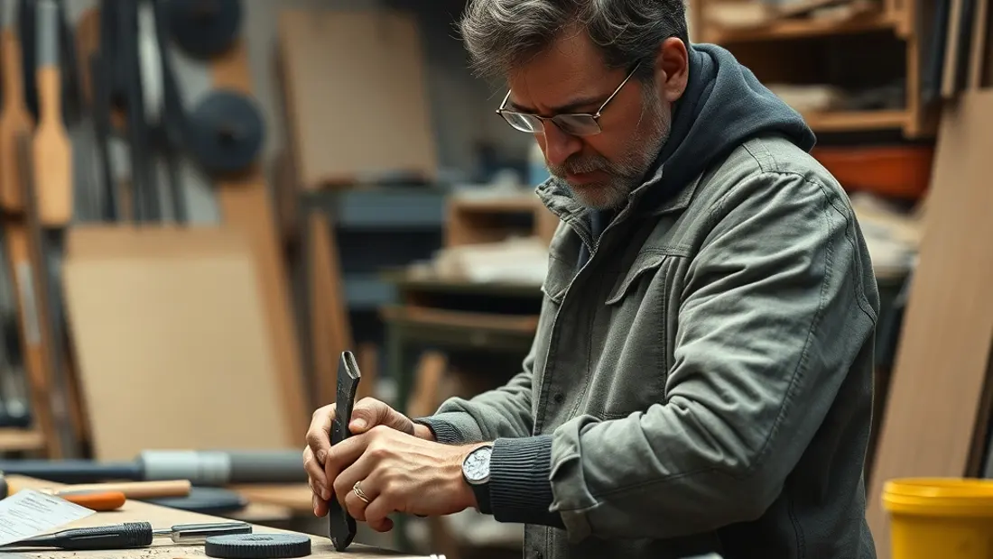 Un artisan travaille dans son atelier.