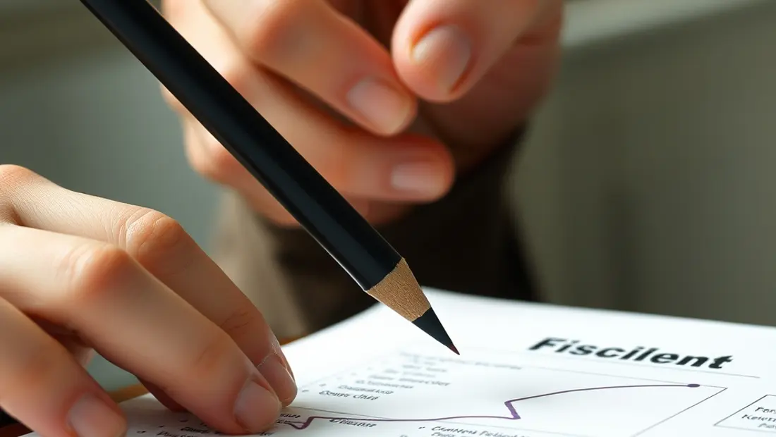 Une main dessinant sur un document fiscal
