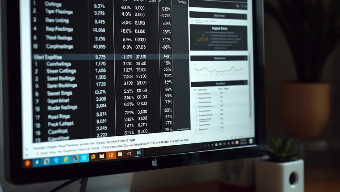 Écran de PC avec document financier.