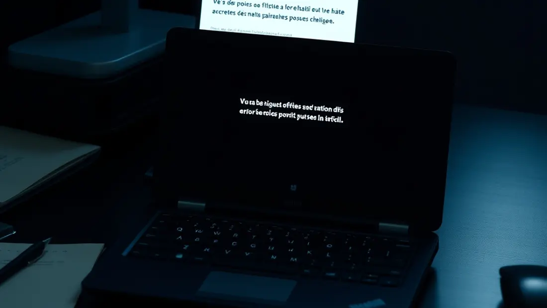 Ordinateur portable avec message d'erreur
