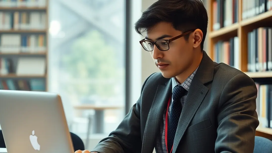 Un professionnel travaillant en bibliothèque.