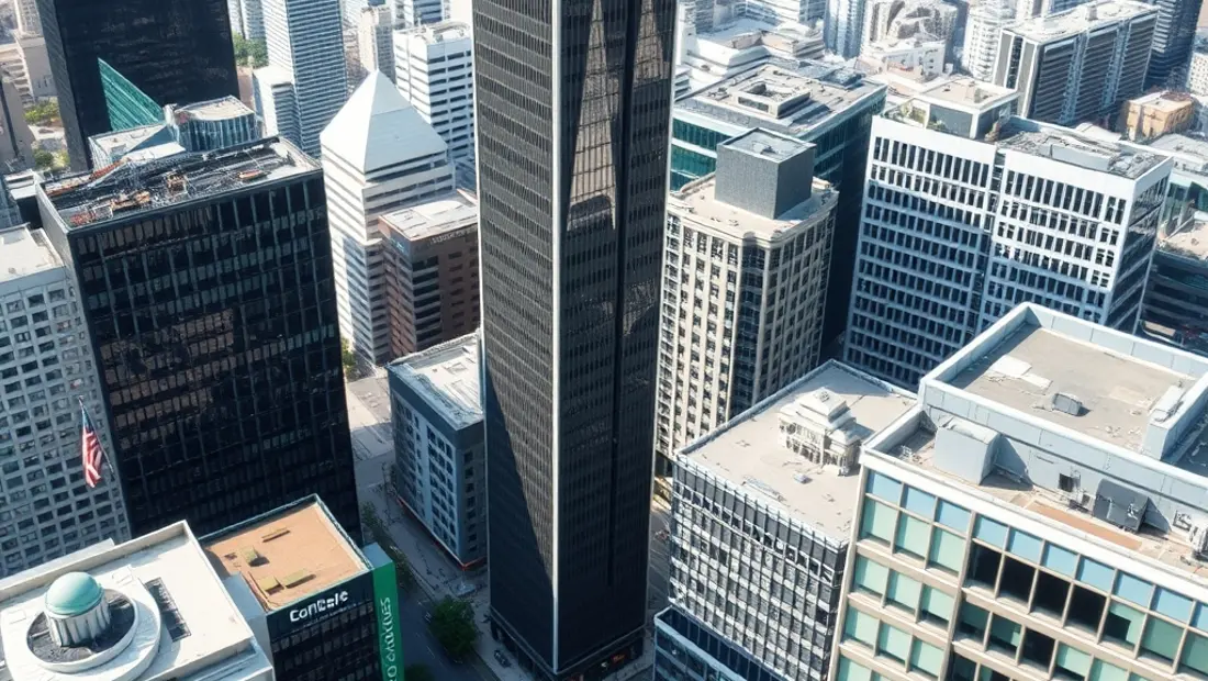 Vue aérienne d'un quartier d'affaires