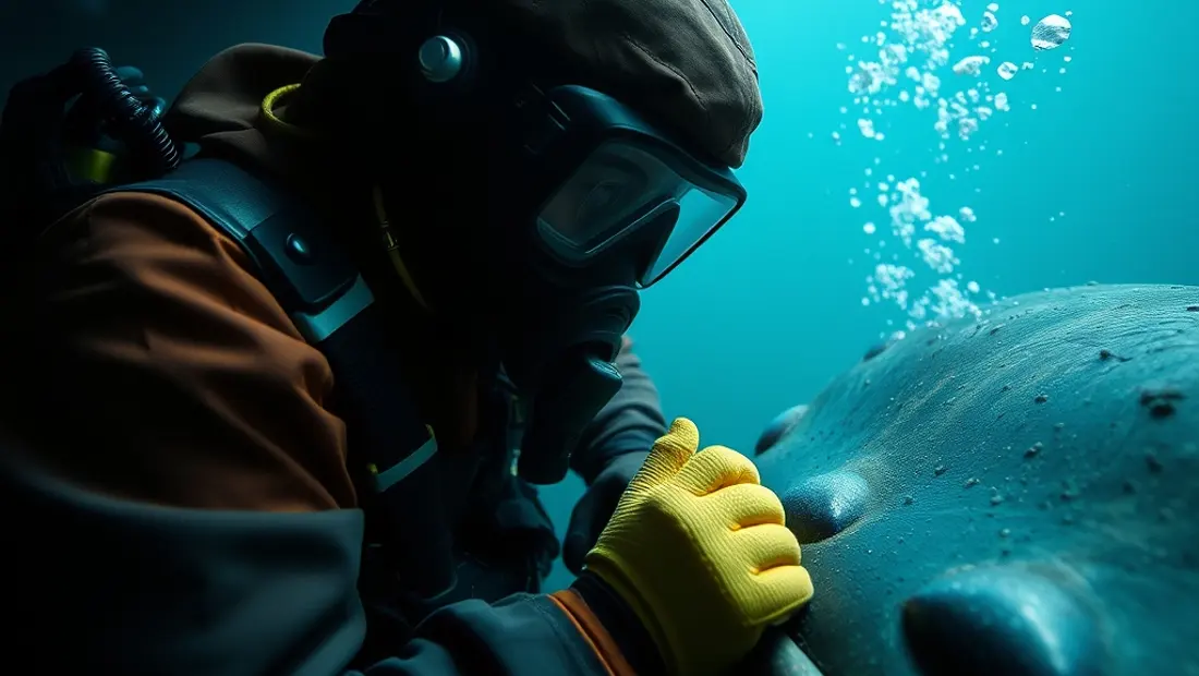 Technicien en scaphandre sous-marin